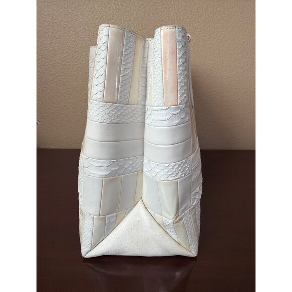 Coach Patchwork Leather Business Carryall + Matching Wallet 30476 White Snakeski - Picture 5 of 16